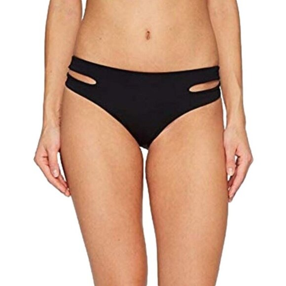 L*space Swim Estella Black Bikini Cheeky Bottoms Small  Dual Side Cutouts - Picture 1 of 7